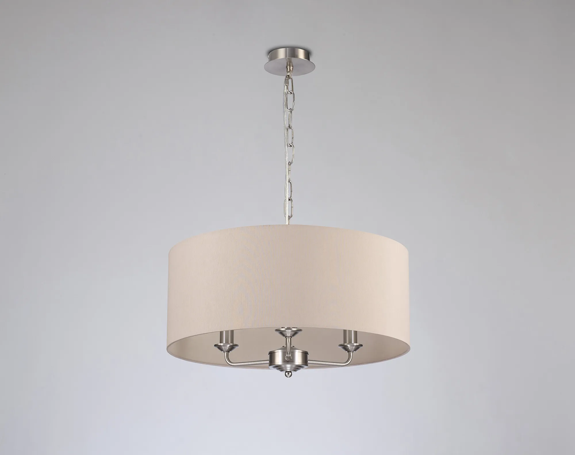 Banyan 50cm 3 Light Pendant Satin Nickel, Nude Beige/Moonlight DK0076  Deco Banyan SN NU
